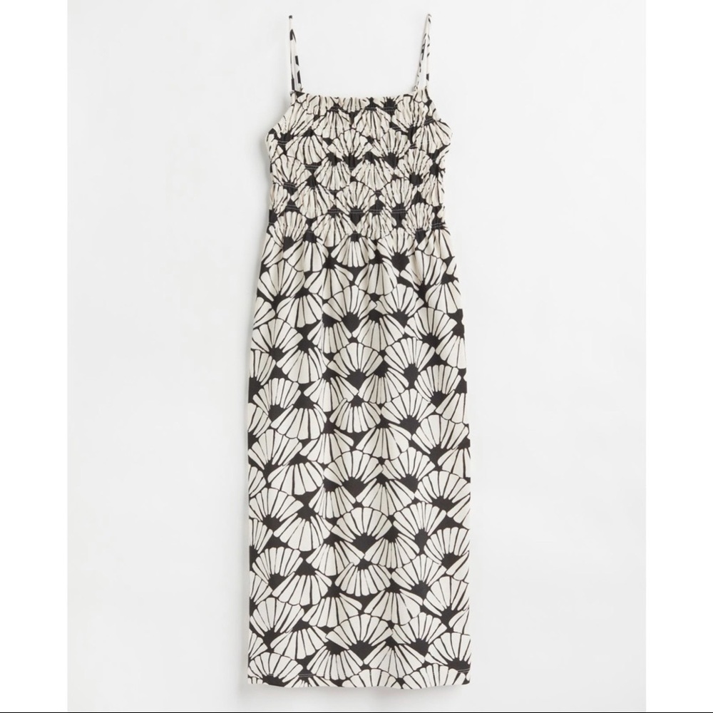 H&M Smocking-Detail Dress Black and White Women’s Small